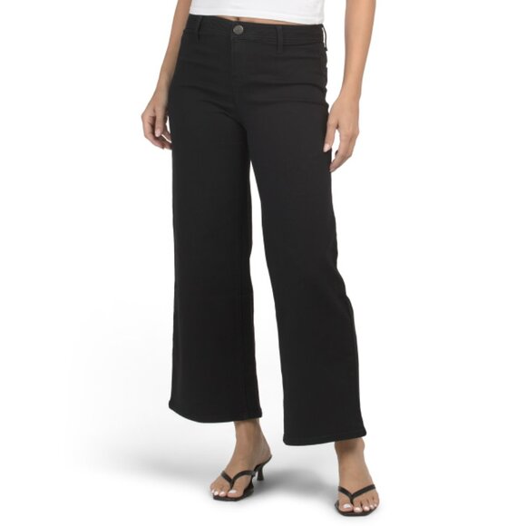 1822 DENIM Black Wide Leg Pants With Patch Pockets - Picture 1 of 2